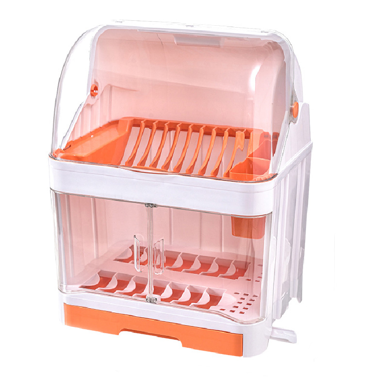 2Layer Dish Rack With Cover Kitchen Dish Rack Drainer Dish Organizer