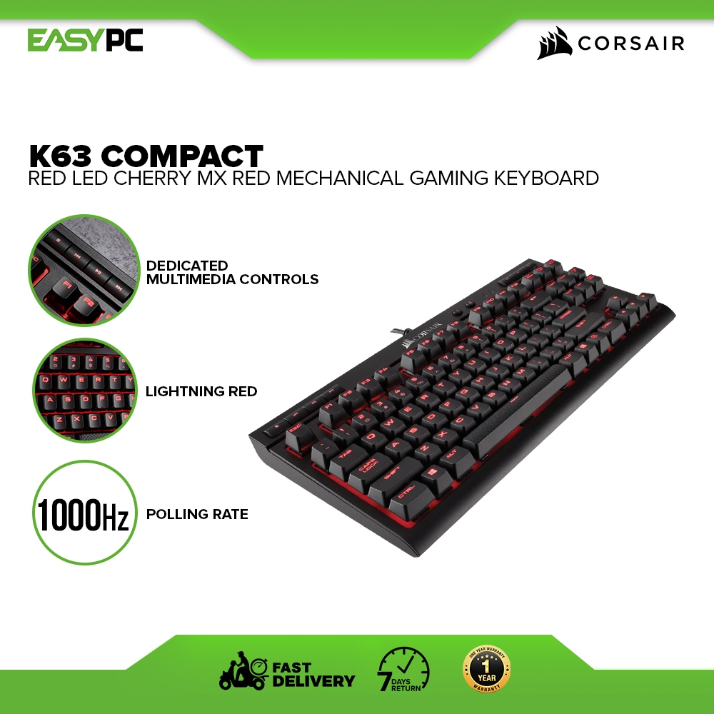 gradvist Duplikere Ulempe Corsair K63 Compact/ Wireless Mechanical Gaming Keyboard - Red/ Blue LED -  Cherry MX Red 7UBE | Lazada PH