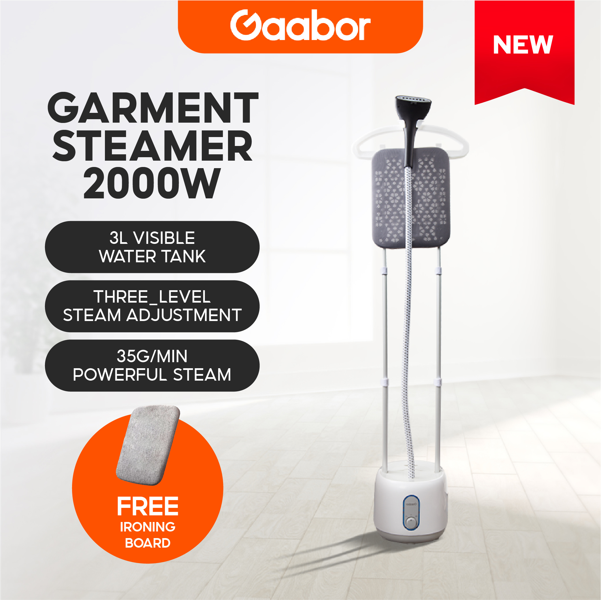Gaabor Handheld Garment Steamer with 1.8L Water Tank powerful steam