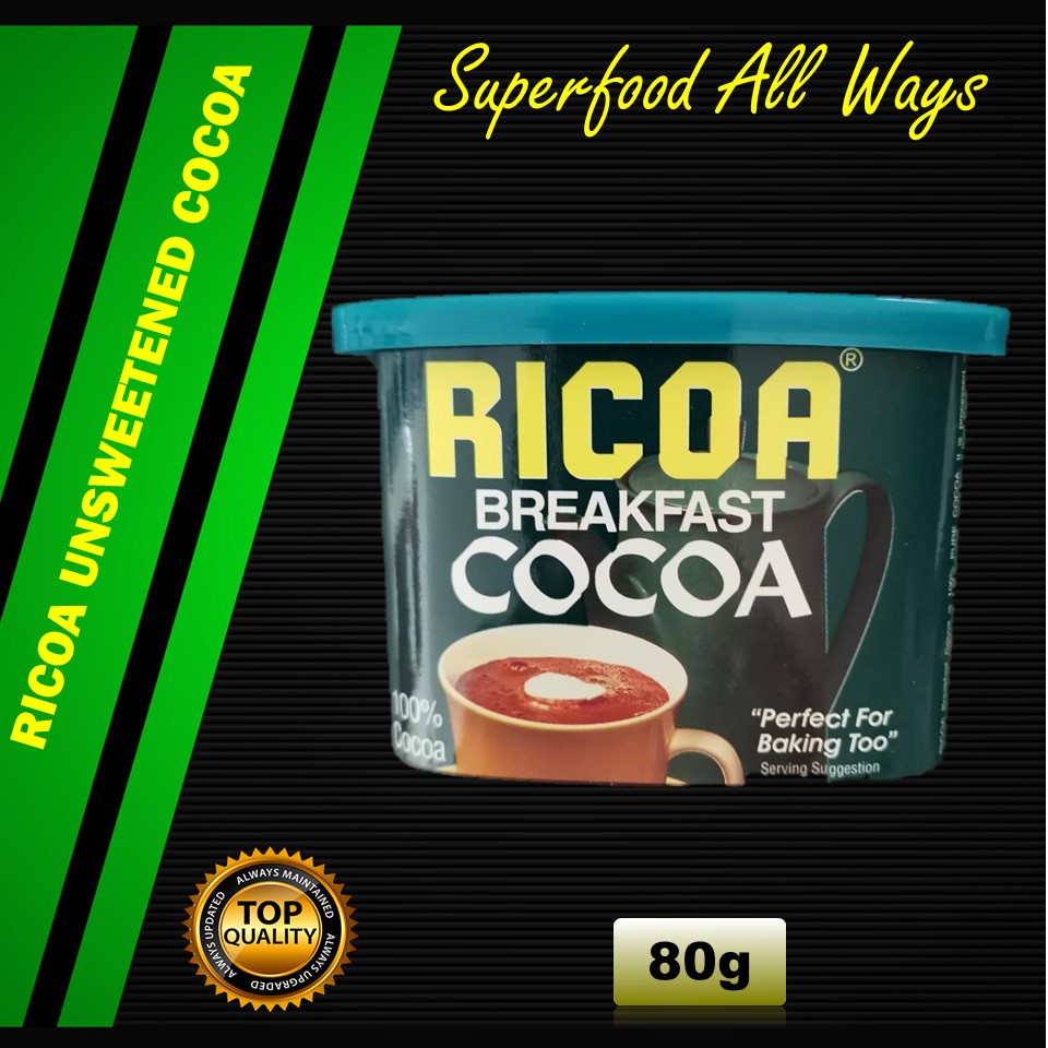 Ricoa Unsweetened Cocoa Powder (Keto/Low Carb) 70g, 80g, 160g Lazada PH