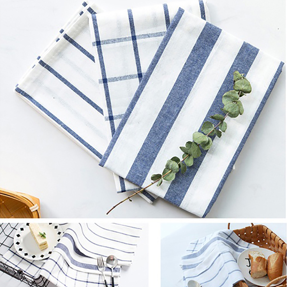 Linen Cotton Stripe Kitchen Table Mats Napkin Placemat Cloth Cup Coaster Pad