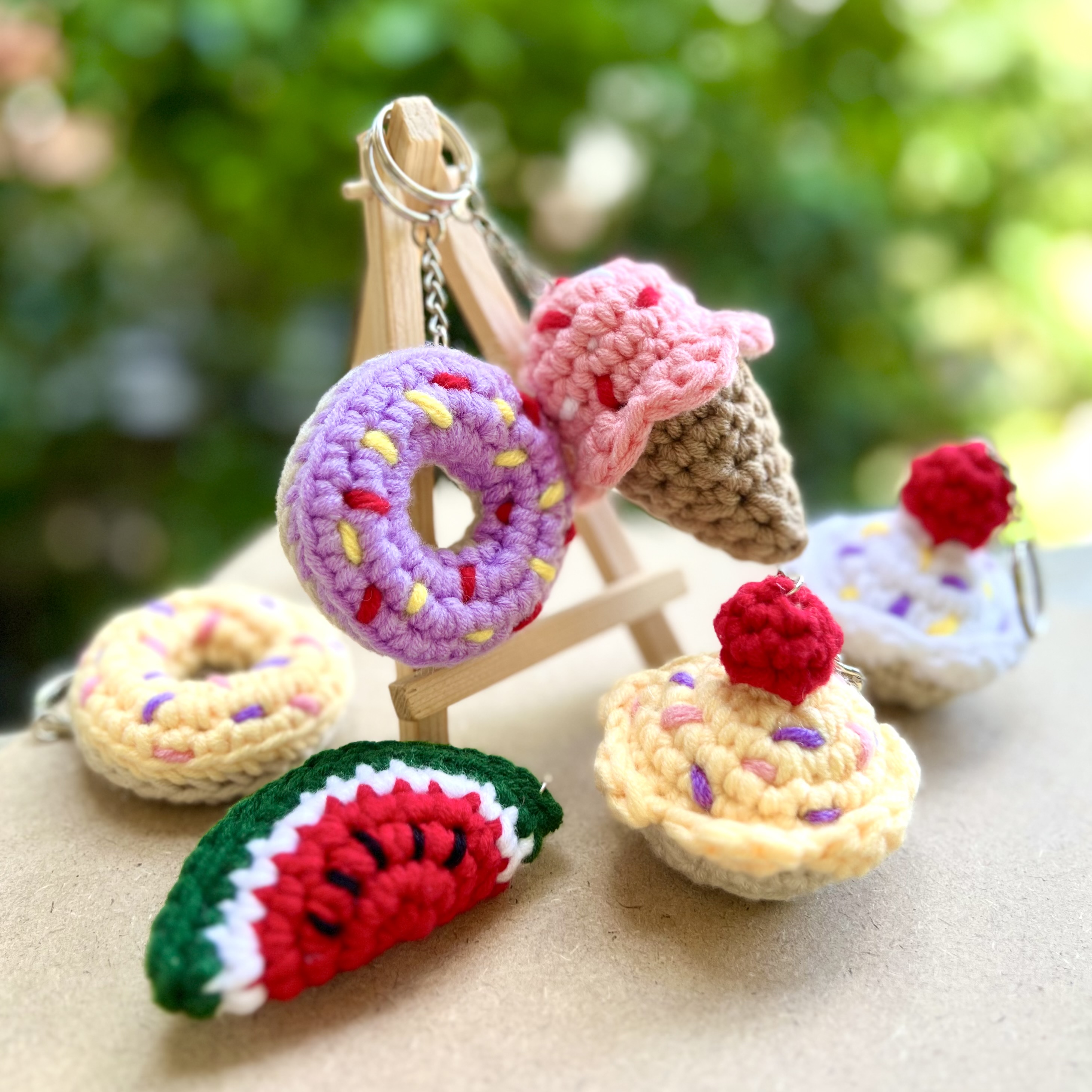 Crochet Amigurumi Food Keychain and Mirror Bag Charms Ice Cream