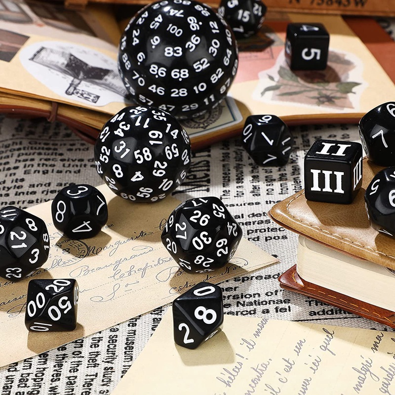 15Pieces Complete Polyhedral DND Dice Set D3-D100 Spherical RPG Dice Set,100 Sides Dice Set for Role Playing Table Games