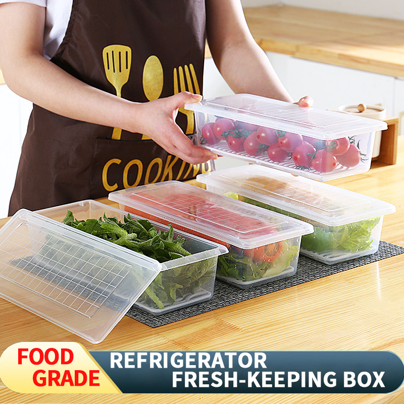 Rectangular Refrigerator Drain Fresh-keeping Box Food Sealed Storage ...