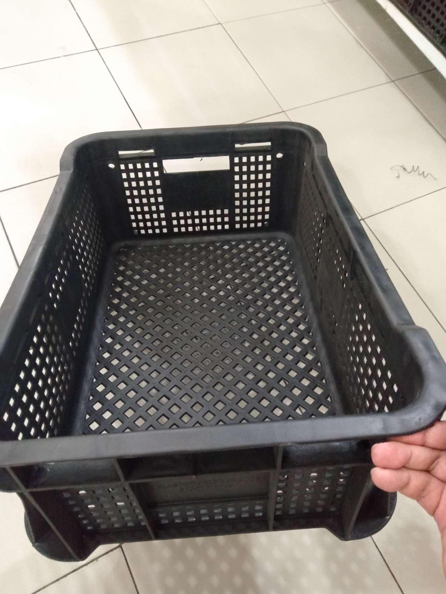 Black Plastic Crate 52cmx 35cm heavy Duty stackable 3J Lazada PH
