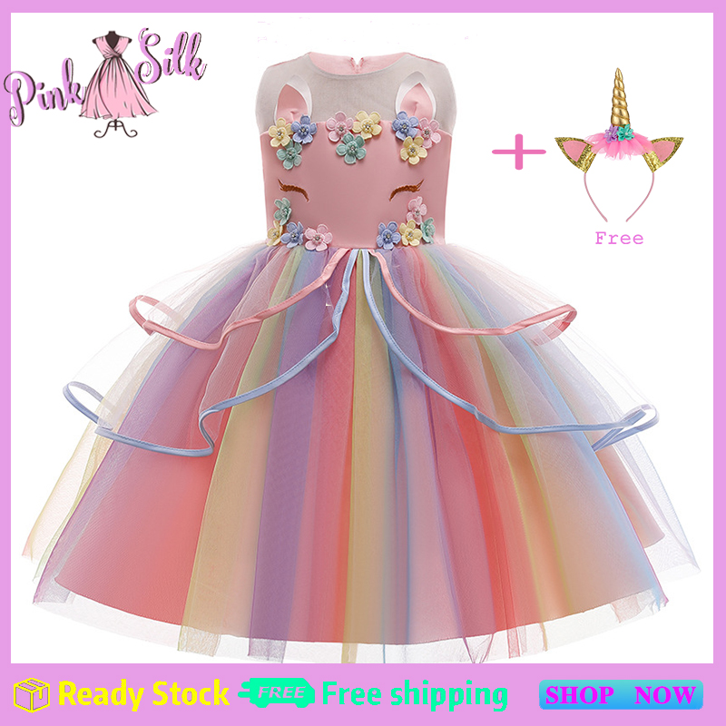 1-7 Year Kids Girls Princess Dress Evening Party Wedding Birthday Tulle  Tutu Dresses Baby Girl Cloth | Shopee Philippines