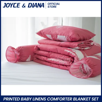 [Printed Collection Baby Linens 5in1 Comforter Set] Joyce & Diana Printed Collection Baby Linens 5in1 Comforter Set- 28x52", 24x42"(2pc Bolster Pillow, 1pc Head Pillow, 1pc Fitted Sheet, 1pc Comforter Blanket)