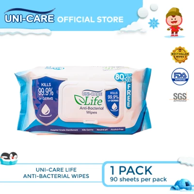 Uni-Care Life Anti-Bacterial Wipes 90's Pack of 1
