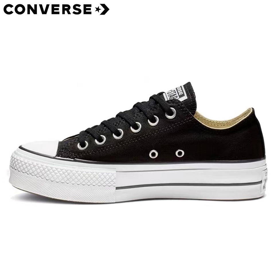 Converse Chuck Alll Star Canvas Platform Low Top Platform Sole Low Top  Canvas Skateboard Shoes Black White Unisex 