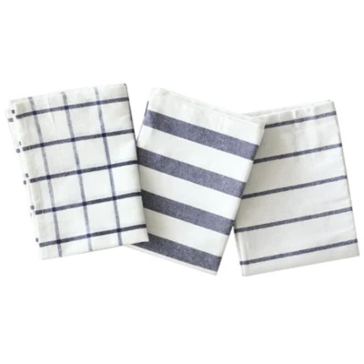 3PCS Classic Refreshing Blue Striped Checkered Tablecloth Placemat Napkin Food Photography Background Cloth