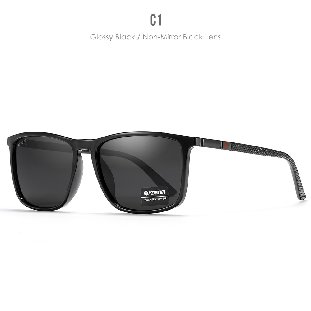 Men's Polarized Sunglasses All Black Wear Resistant Square Sun Glasses