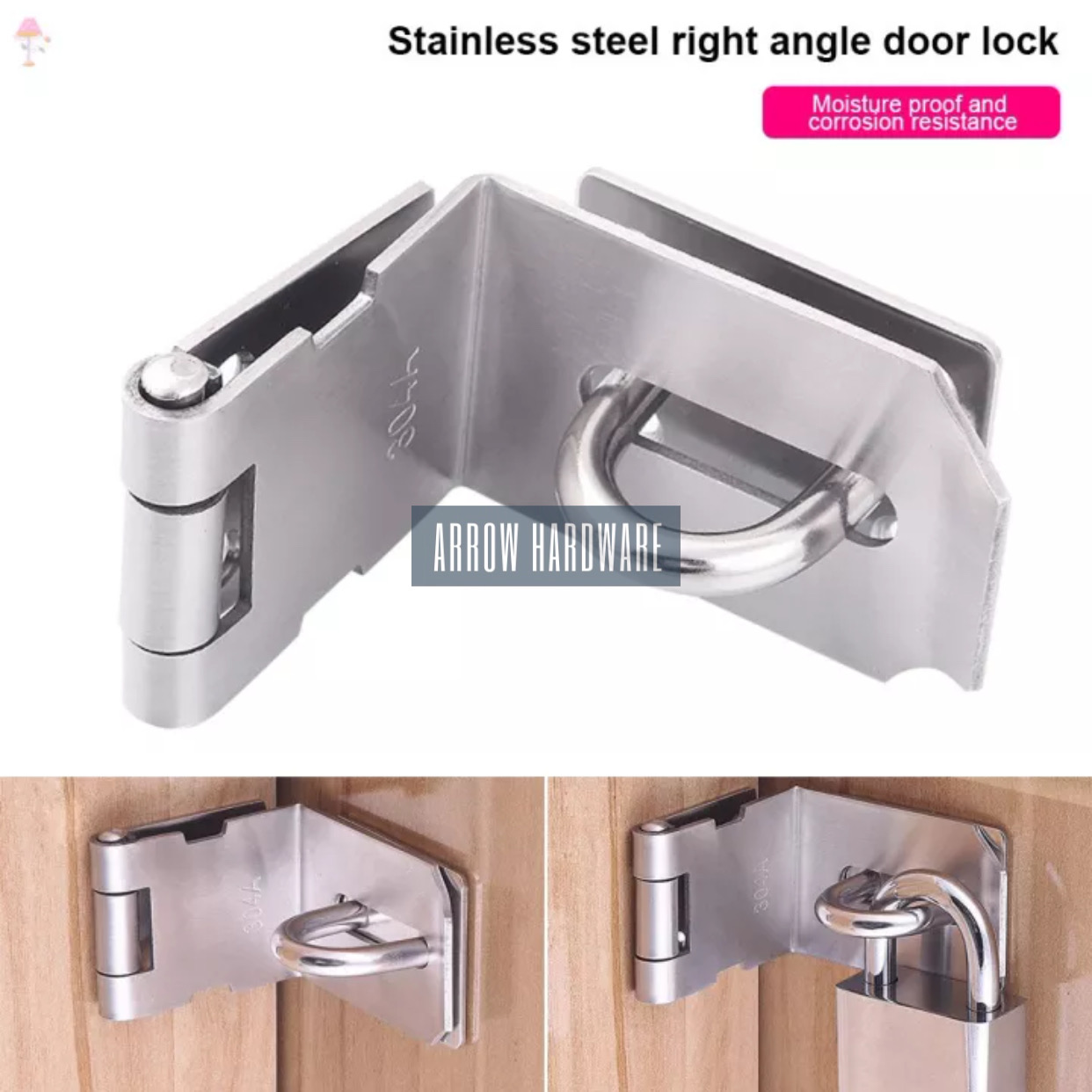 Stainless Steel Hasp 4 Inch Staple Gate Door Shed Latch Lock Safety