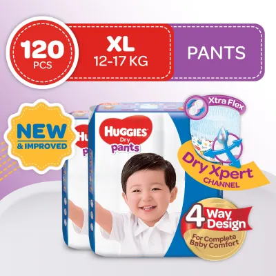 NEW! Huggies Dry Pants XL 60 pcs x 2 packs - (120 pcs)