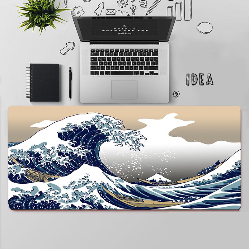Gaming Mouse Pad Large Mouse Pad PC Gamer Computer Mouse Mat The Great Wave off Kanagawa Mousepad Keyboard Desk Mat Mause Pad
