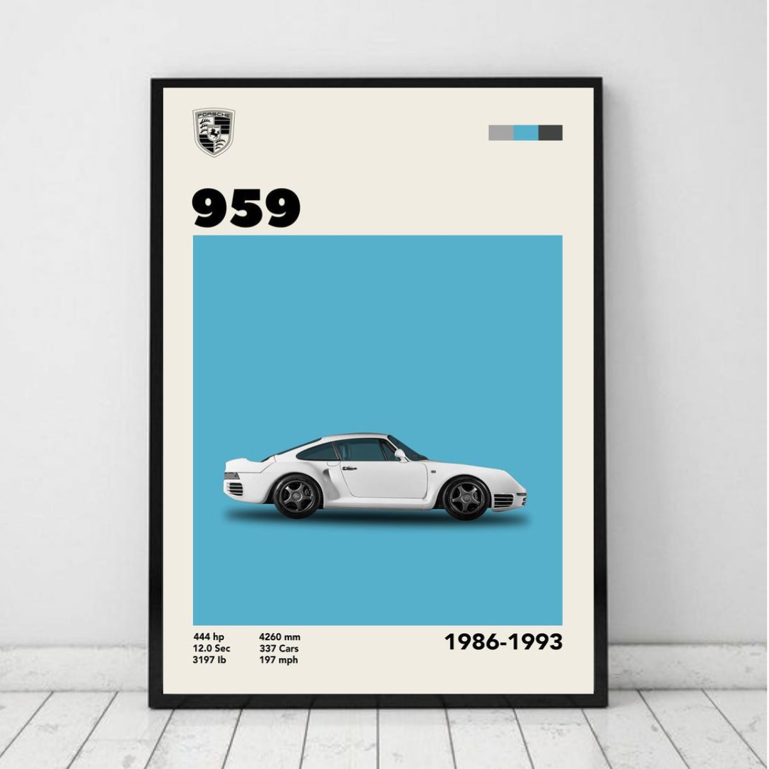 Retro Minimalist Car Wall Poster Room