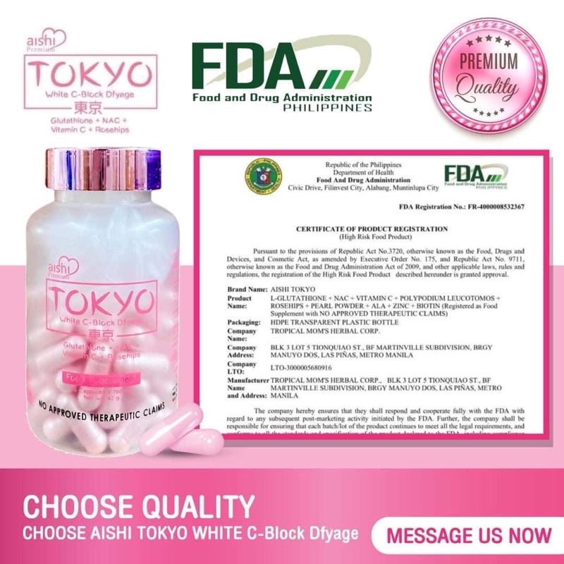 aishi tokyo glutathione fda approved Aishi Tokyo 60 Capsules Glutathione + NAC + Vitamin C + Rosehip Japan Oral  Sunblock Technology Capsules 60 Day Supply Whitening Capsules Halal Haccp  Gmp Sgs Certified Capsules - Lazada