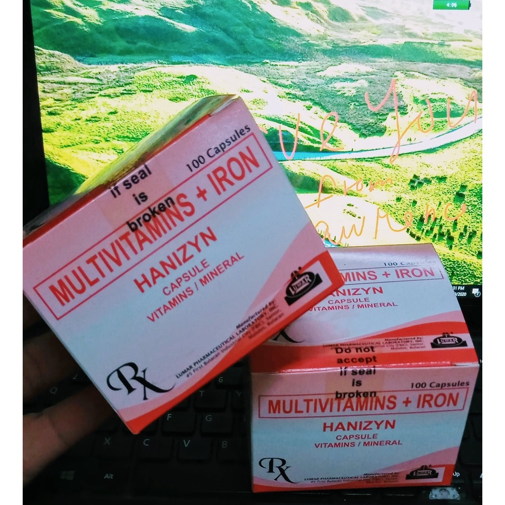 HANIZYN Multivitamins IRON Vitamin Mineral 100 Capsules FDA DRP 10868