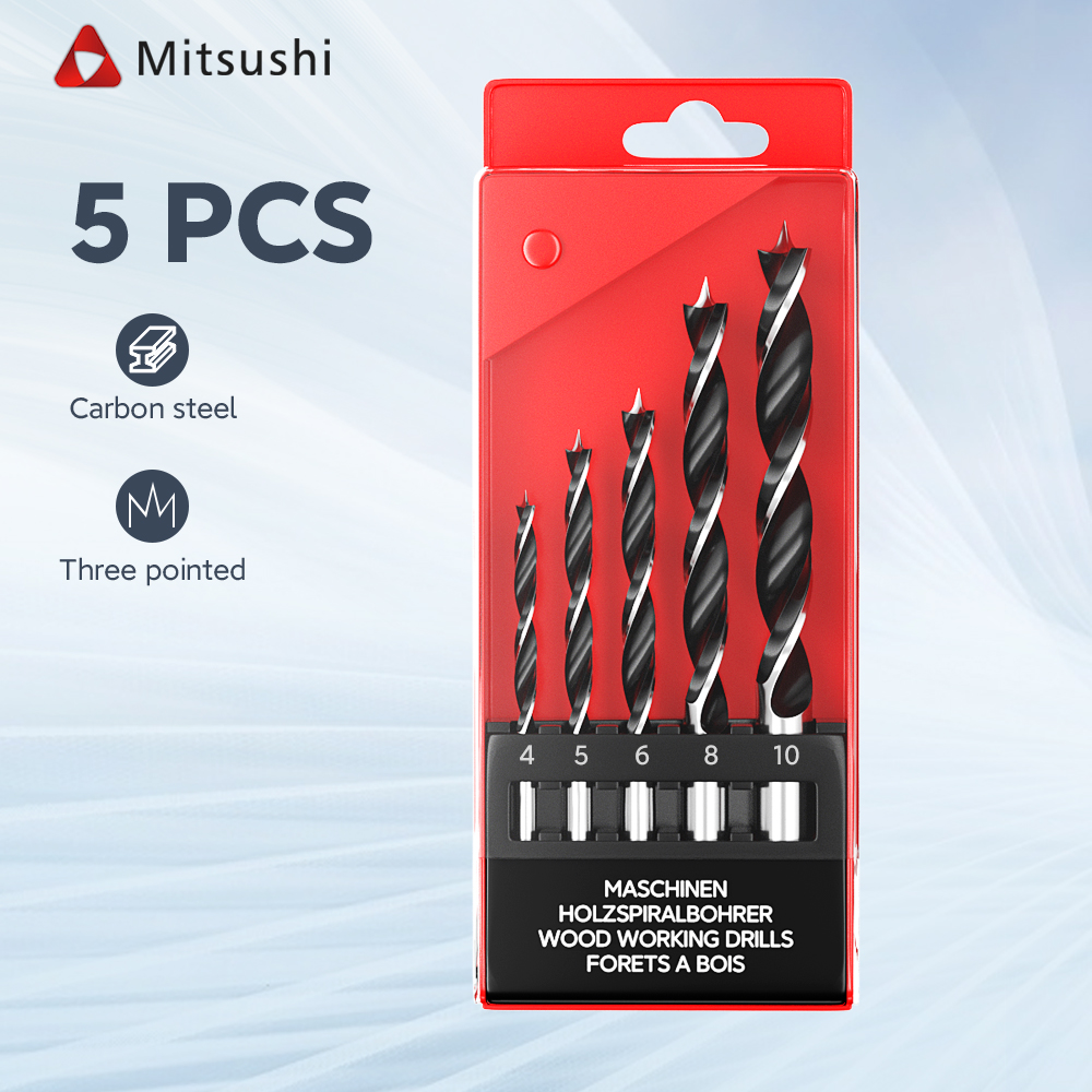 Mitsushi Drill Bits Set Triangle Drill Bit Woodworking Hole Drilling