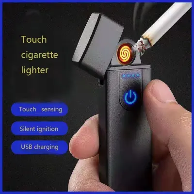 MARS SPORT SHOP USB rechargeable lighter ​​fingerprint Double-sided windproof coil ultra-thin lighter
