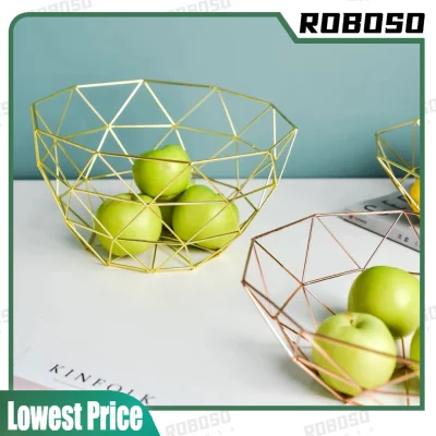 【Local Delivery Quickly】New Nordic Storage Baskets Gold Metal Art Snacks Candy Fruit Basket for Living Room Desktop Kitchen Organizer Basket