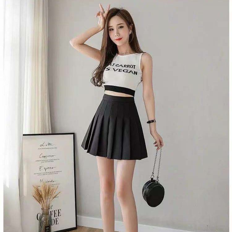XS-3XL Plus Size Pleated Skirt Korean Solid Color Tennis Skirt Campus ...