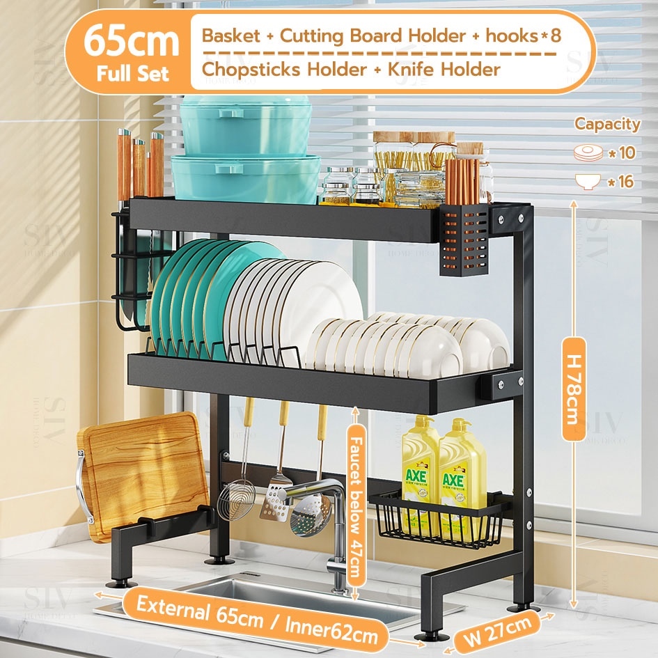 Happy kitchen SIV Adjustable Dish Rack Over The Sink Drainer Drying