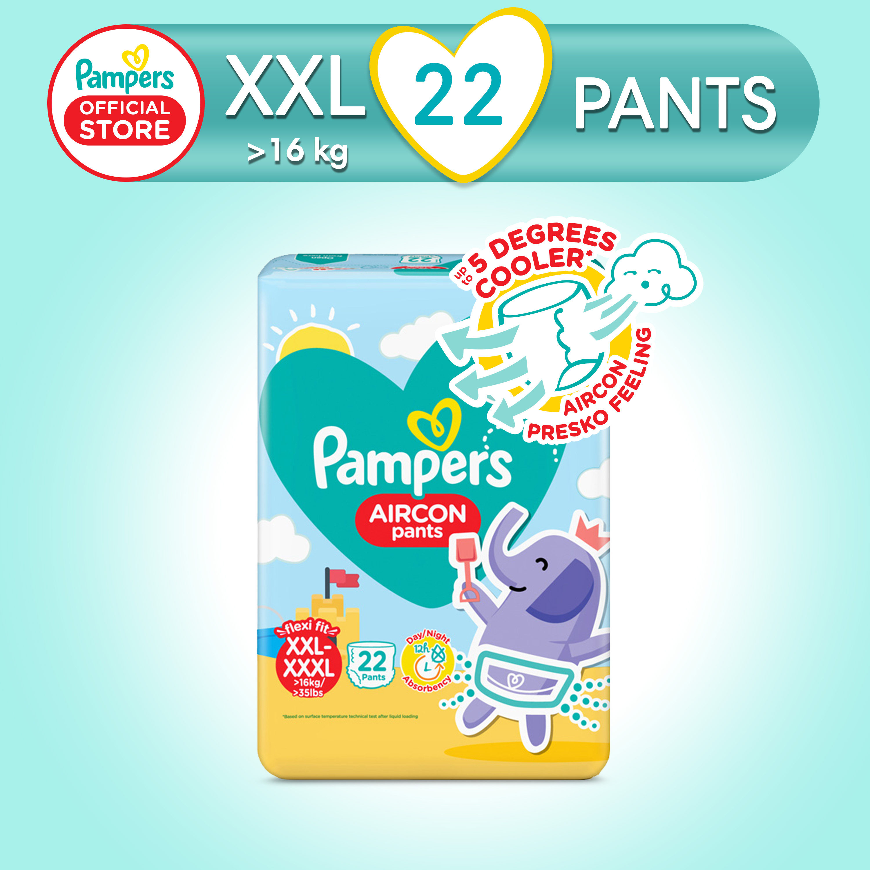 Pampers Aircon Pants Diapers XXL 22s x 1 pack (22 pcs) > 16kg Lazada PH