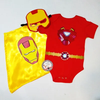 Baby Superhero Onesies Costume Set with Mask - IronMan
