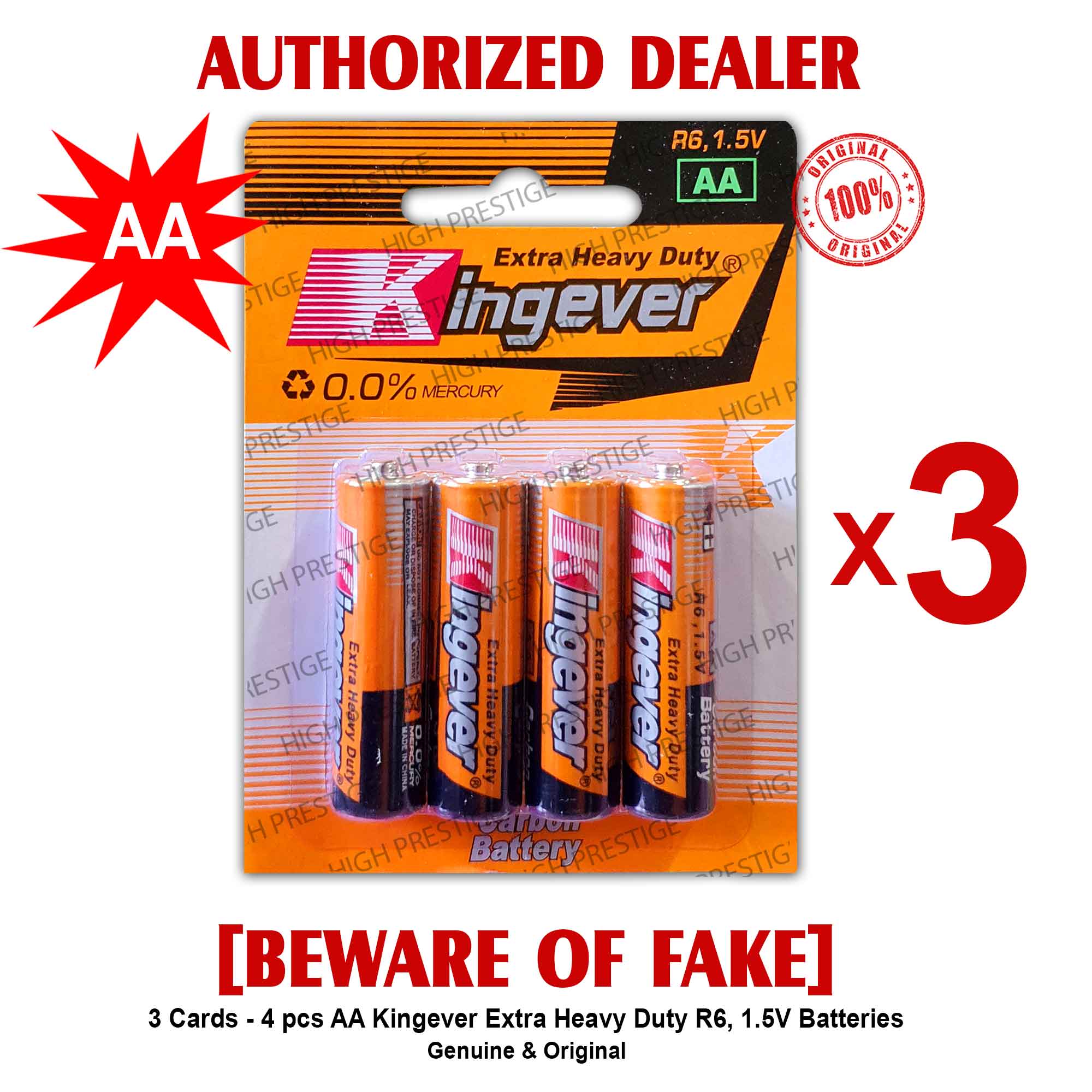 King Ever Battery Batteries AA Double A 4 pcs AA Batteries per Card