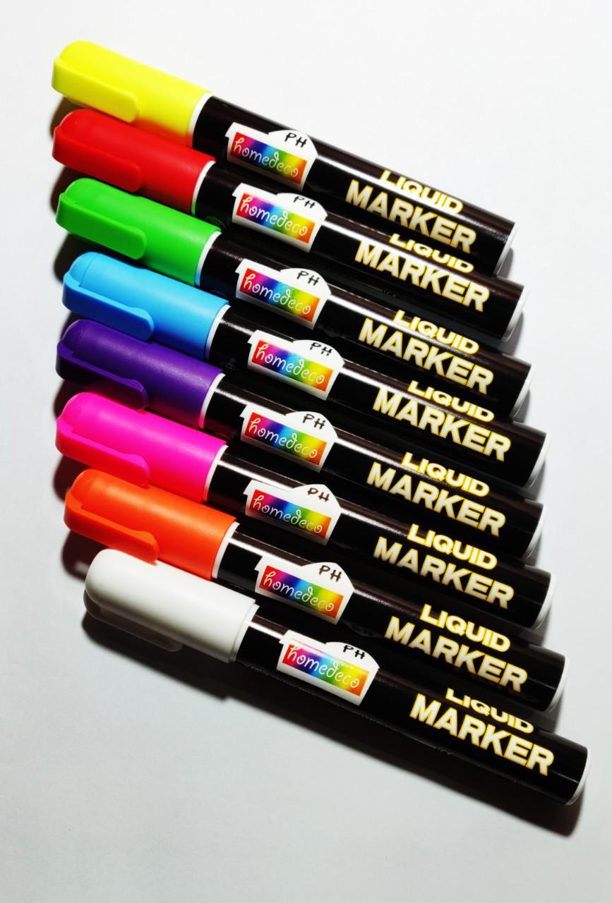 HomedecoPH 2pc White Non Toxic, Water Base Chalk Markers / Glass Markers /  Erasable Markers with 6mm Reversible Tip