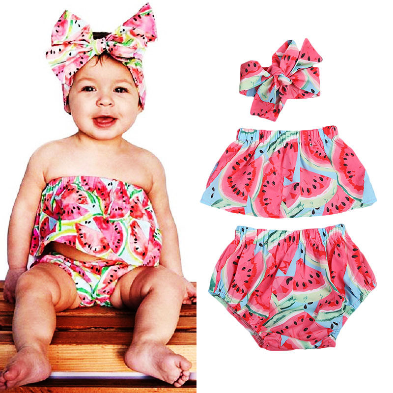 One opening Newborn Infant Baby Girl Watermelon Shorts Girls Summer Casual Bloomer Pants Outfits Clothes 