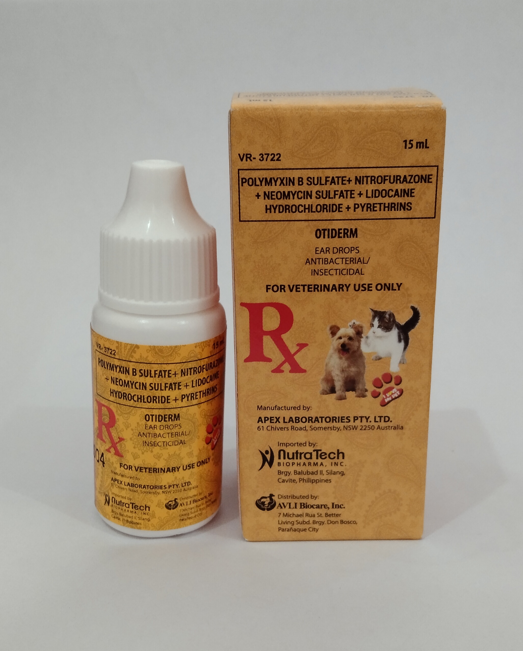 Otiderm Antibacterial & Insecticidal Ear Drops for Dogs and Cats (15ml ...