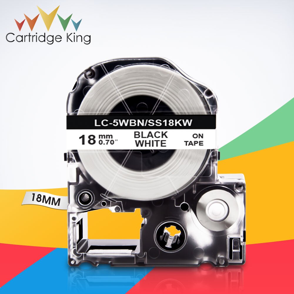 Black on White SS18KW LC5WBN 3/4"(18mm) Label Tape for Epson King Jim