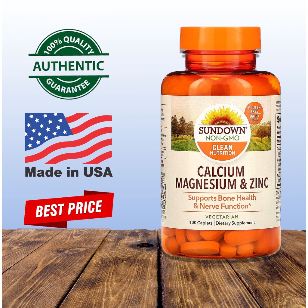 In Stock! Sundown Naturals Calcium, Magnesium & Zinc 100 Caplets