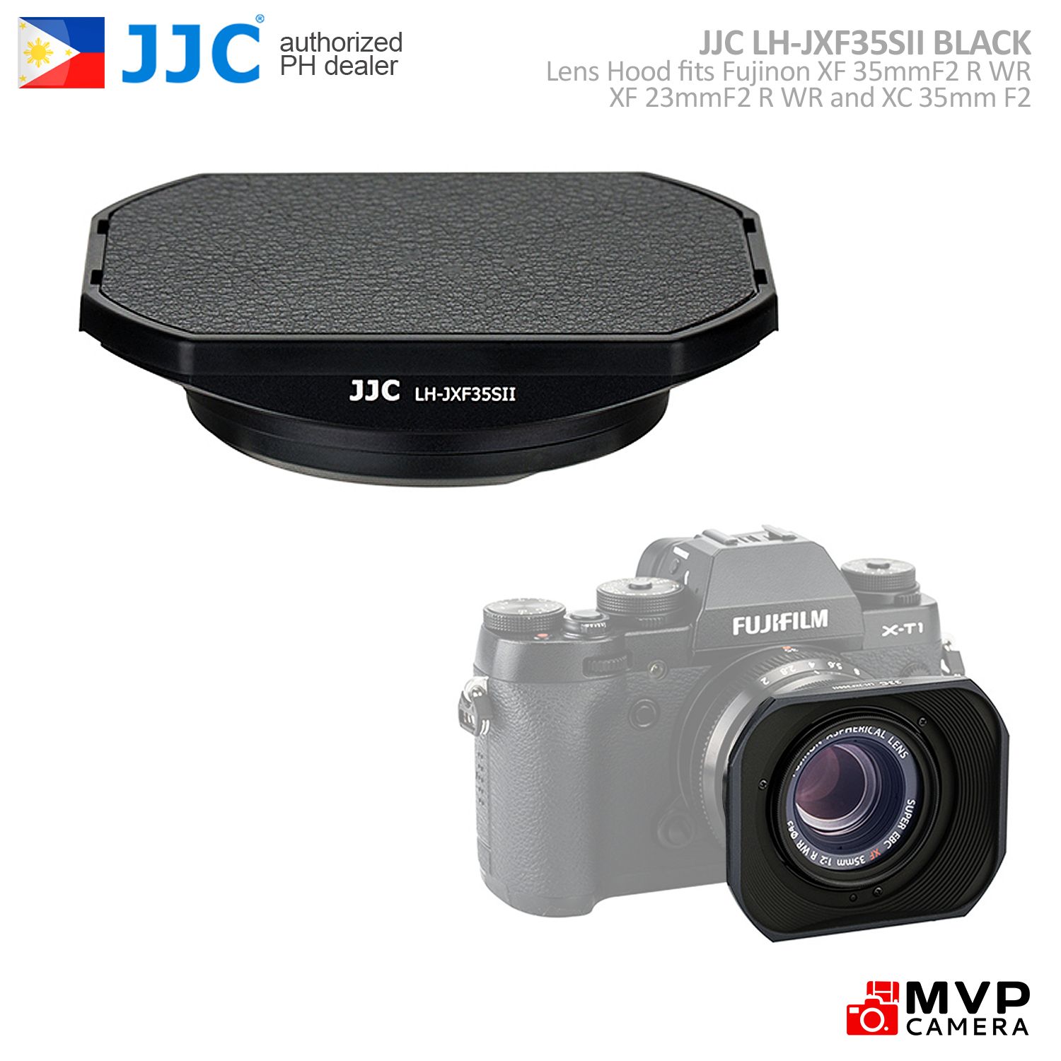 JJC LH-JXF35SII Black Bayonet Lens Hood with Cap for Fujifilm XF 35mm f/2 R WR 