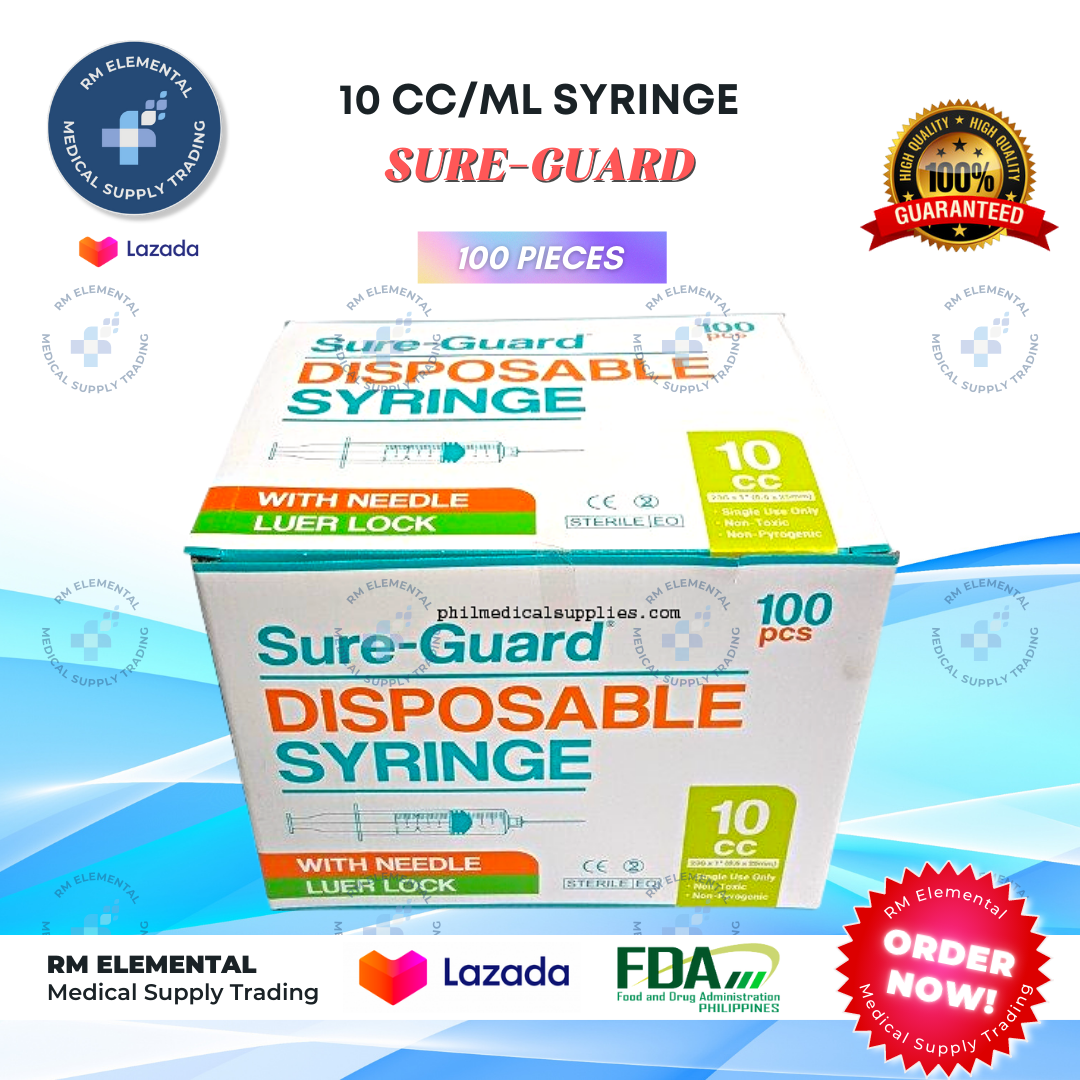 10 cc Disposable syringe (SureGuard) Box of 100 pcs Lazada PH