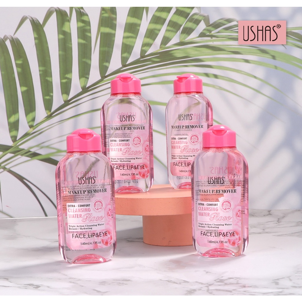 USHAS Makeup Remover Extra Comfort Cleansing Water Rose Face, Lip & Eye