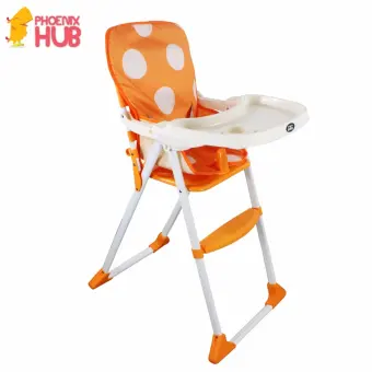 Duomeite Foldable Polka Dots Baby Feeding High Chair Orange