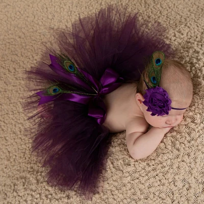 HengSong 30 Days Newborn Photography Props Infant Costume Outfit Princess Baby Tutu Skirt Headband Purple - Intl