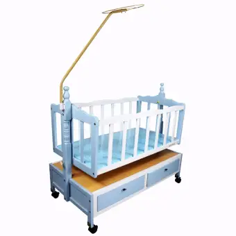 Newborn Infant Baby Wooden Crib Cradle 