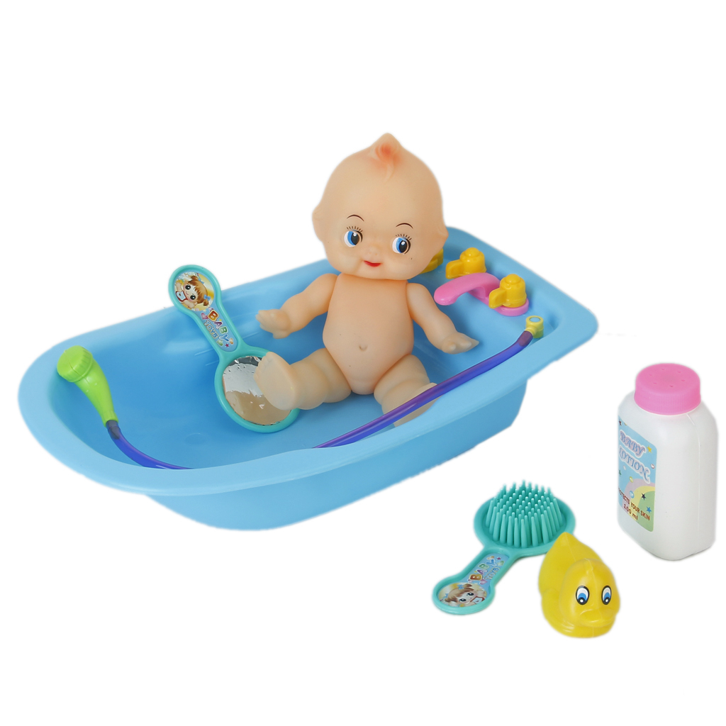 Plastic Baby Doll in Bath Tub with Shower Accessories Set review and price