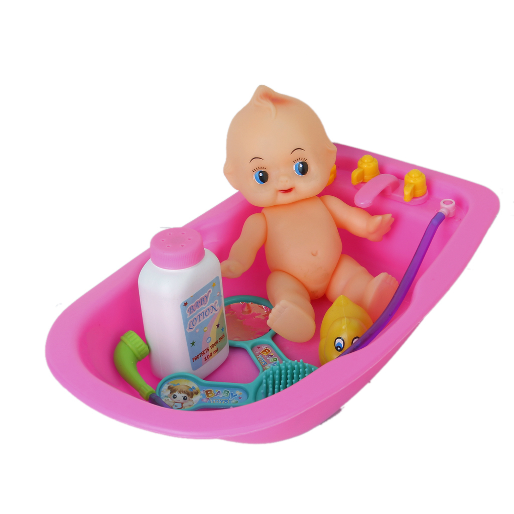Plastic Baby Doll in Bath Tub with Shower Accessories Set review and price