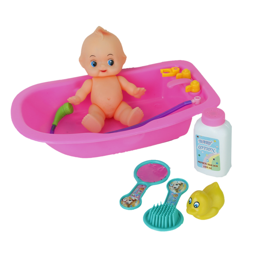 Plastic Baby Doll in Bath Tub with Shower Accessories Set review and price