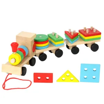 wooden train stacking toy