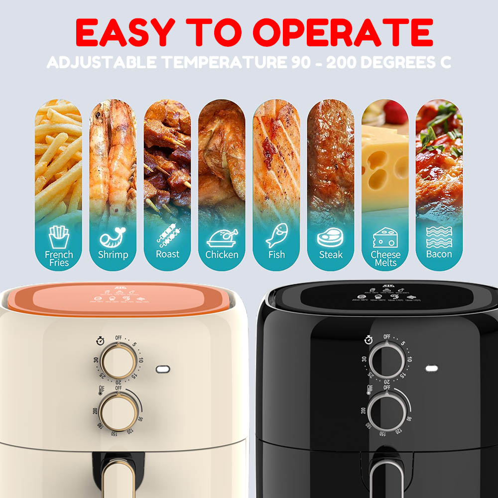 3D AF-4LM 4 Liters Non-stick Air Fryer Cream White - Ansons