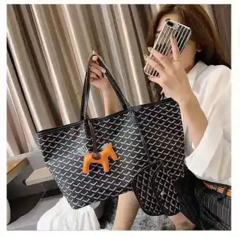 Viv Korean Casual Fashion 2in1 Large Capacity Emo Tote Bag Two Piece Set Handbag 4 Colors Shopping Bag J052 Lazada Ph