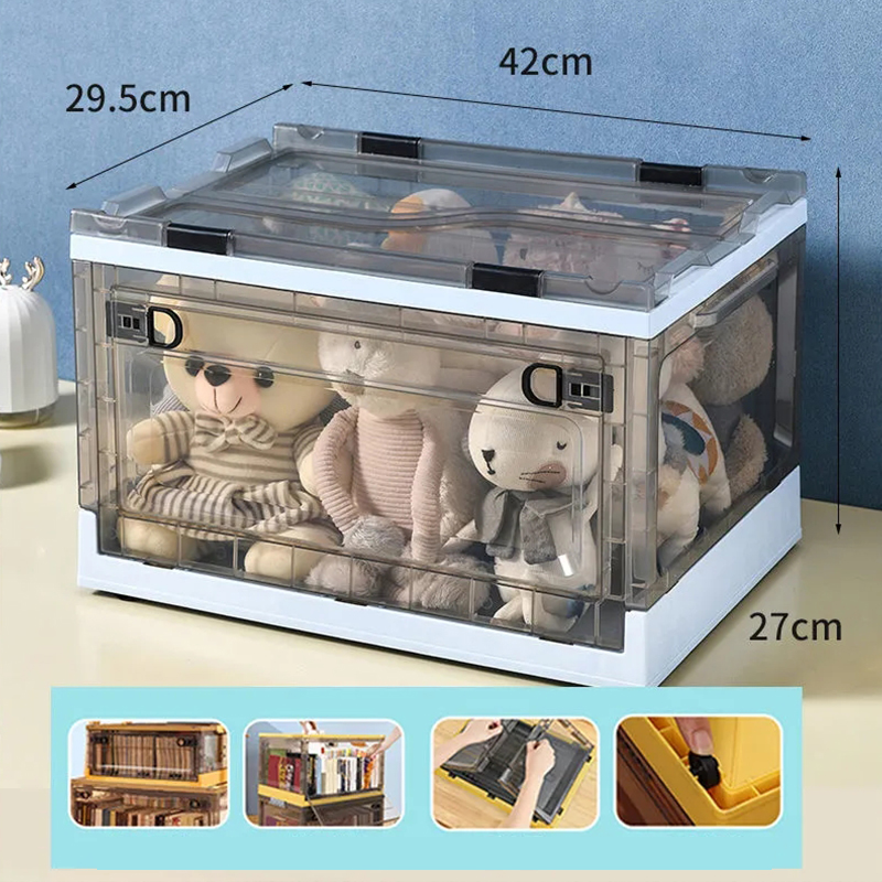 Foldable Storage Box Transparent Toy Snack Plastic Storage Box Book