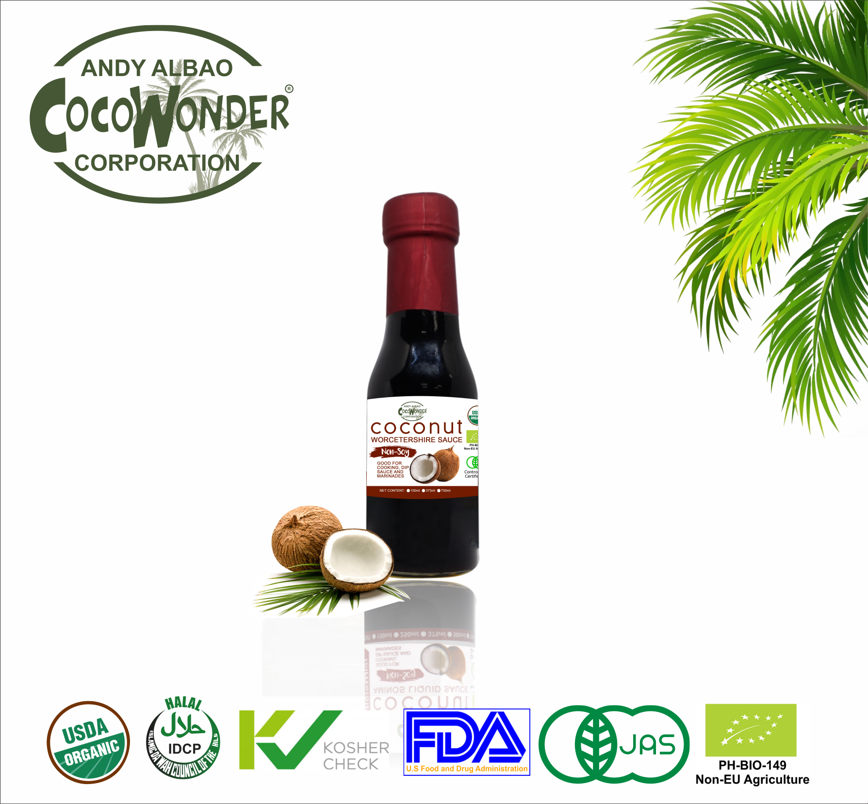 CocoWonder ORGANIC COCONUT AMINOS WORCESTERSHIRE SAUCE 150ML (non soy