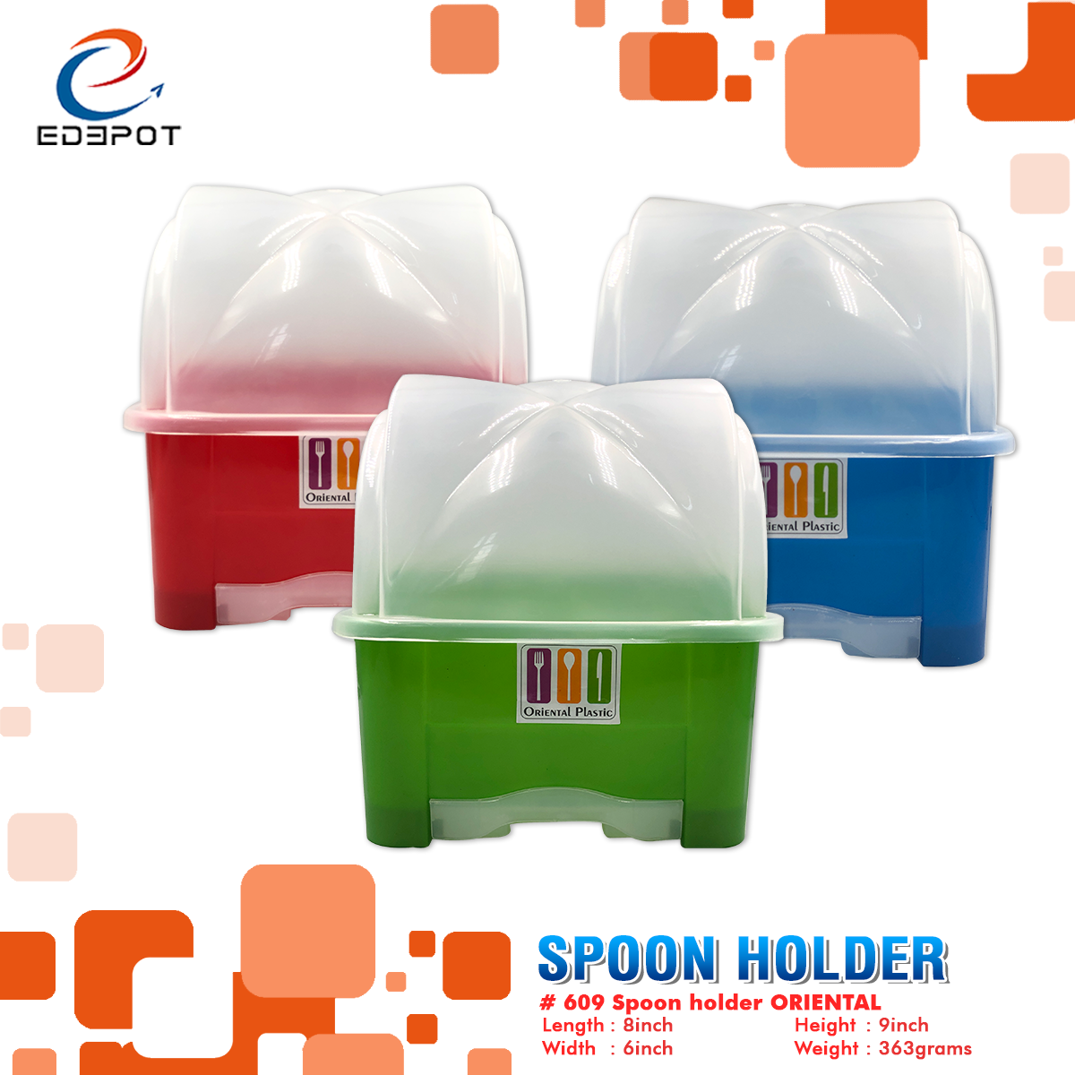 Edepot 609 Ort Plastic Spoon Holder Durable Transparent Colored COD