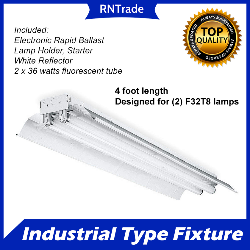 Industrial Type Fixture with Ballast and Starter white